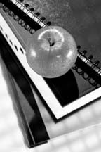 Books and an apple
